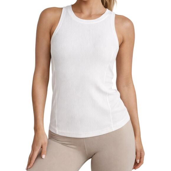 Athleta Tops - Athleta White Ribbed Active Tank Size L